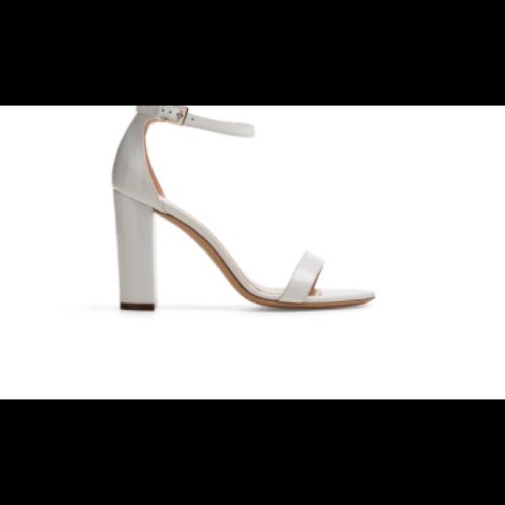 M gemi pilone white patent. Worn once incl duster